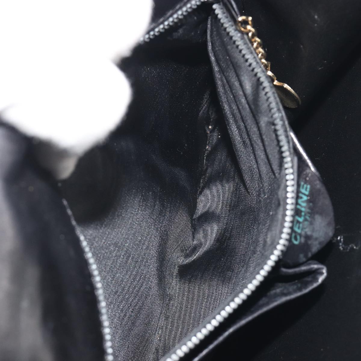 CELINE Hand Bag Leather Black Gold Auth 197040