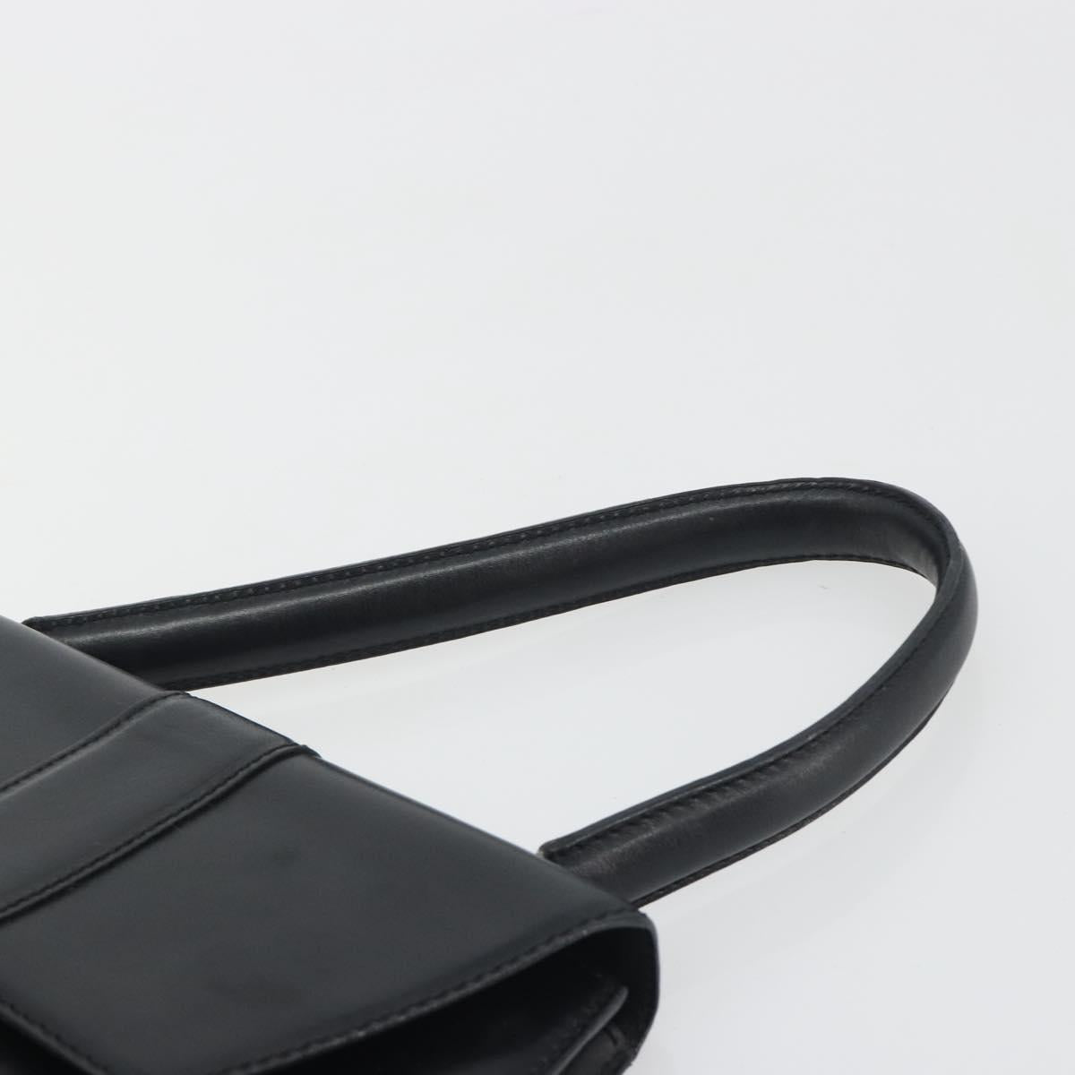 CELINE Hand Bag Leather Black Gold Auth 197040