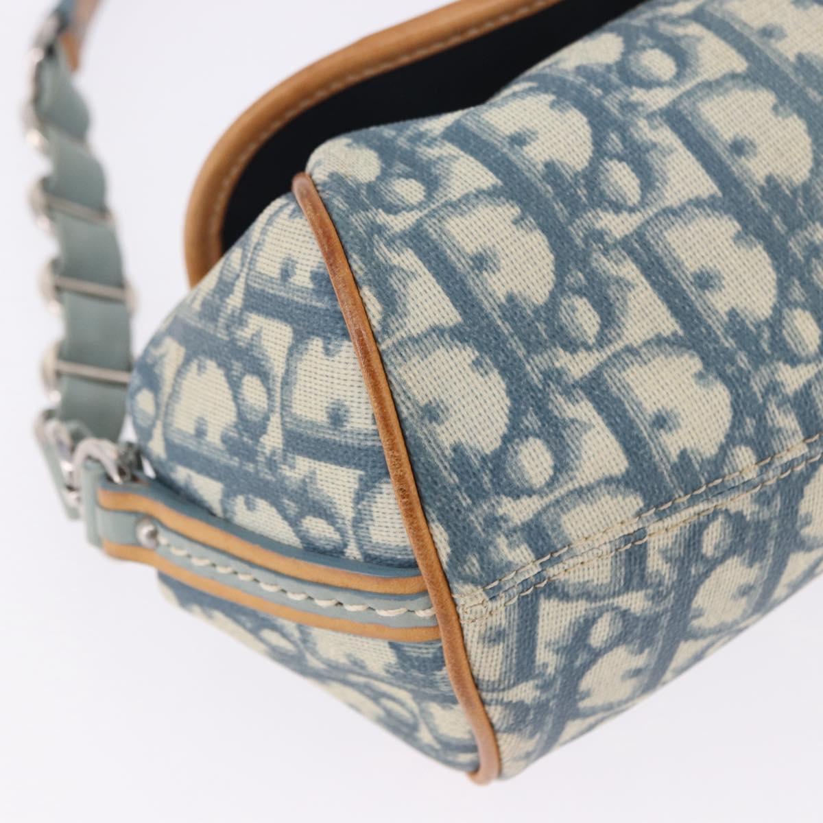 Christian Dior Trotter Canvas Romantic Chain Bag PVC Blue Silver Auth 197045SAM