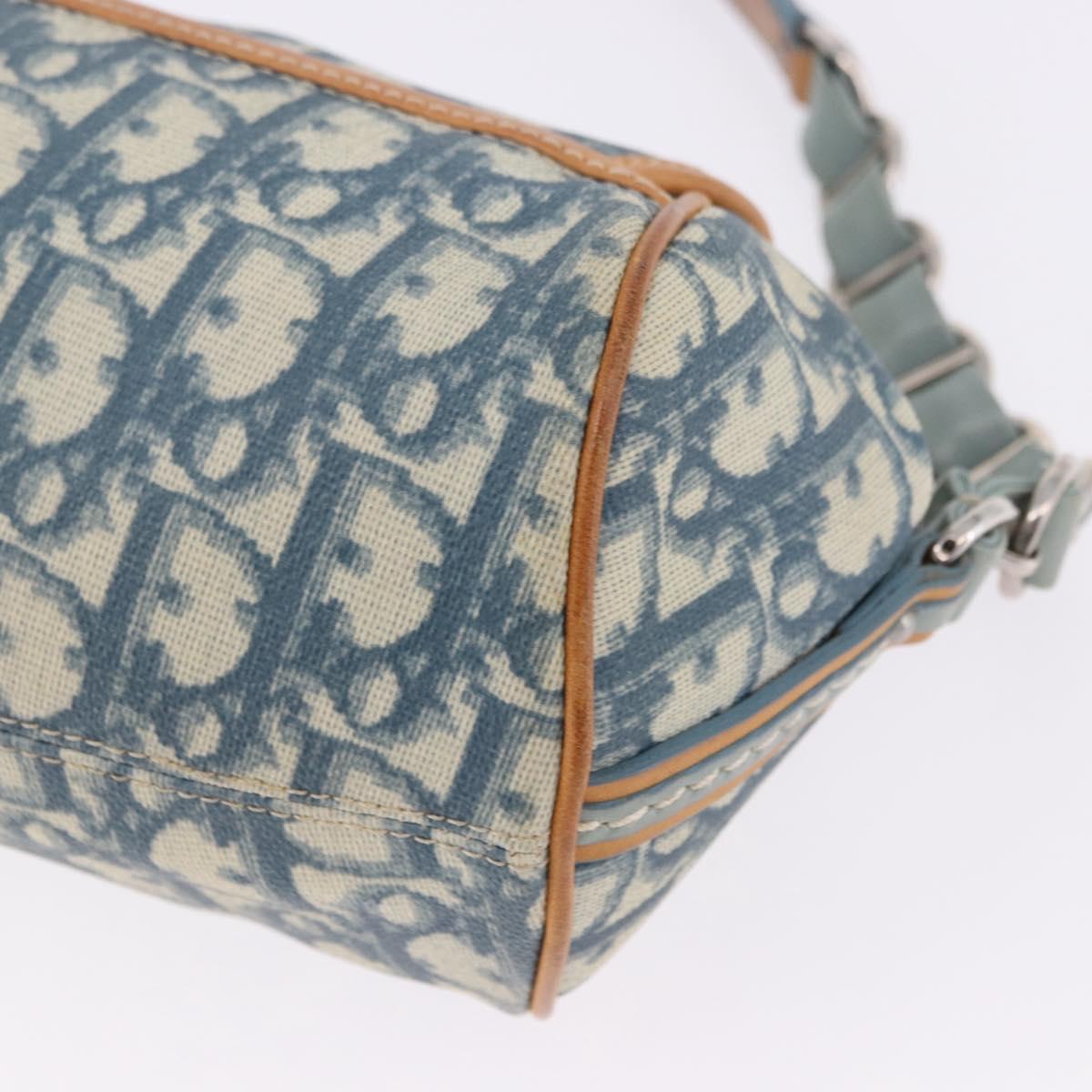 Christian Dior Trotter Canvas Romantic Chain Bag PVC Blue Silver Auth 197045SAM