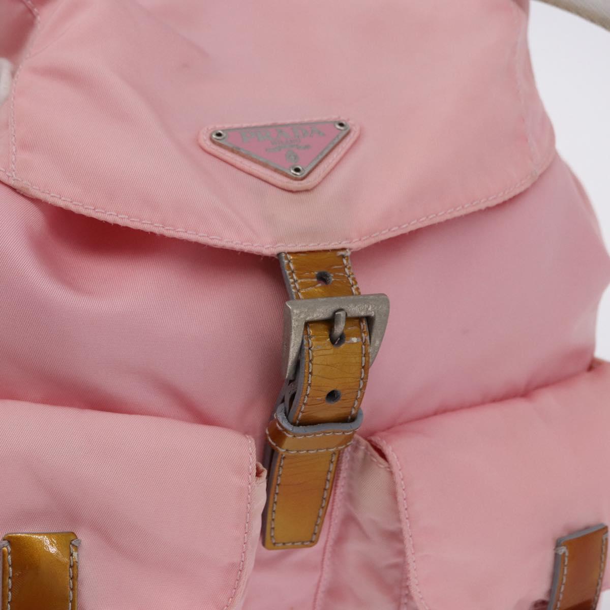 PRADA Backpack Nylon Pink Silver Auth 197051