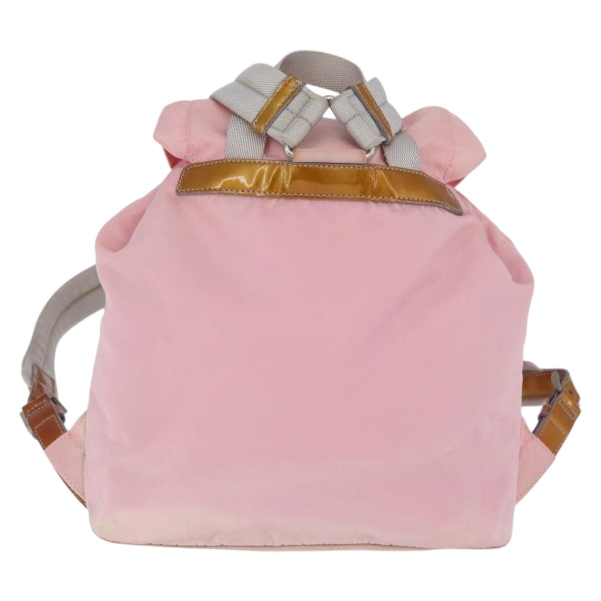 PRADA Backpack Nylon Pink Silver Auth 197051