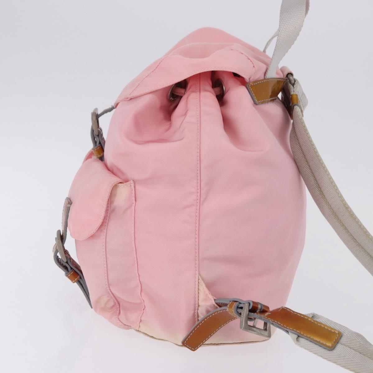 PRADA Backpack Nylon Pink Silver Auth 197051