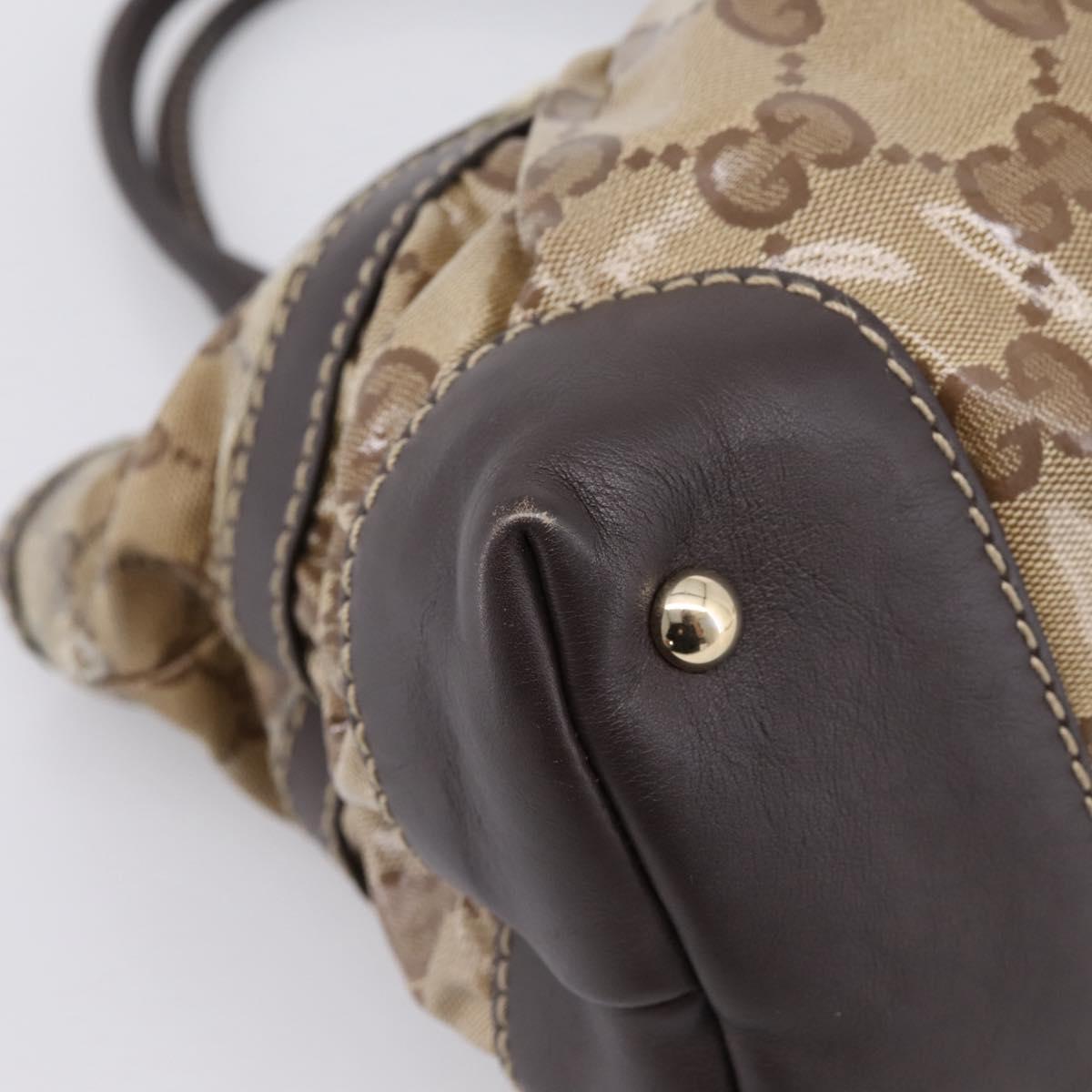 GUCCI GG Canvas GG crystal Hand Bag Coated Canvas Beige Gold 223964 Auth 197056