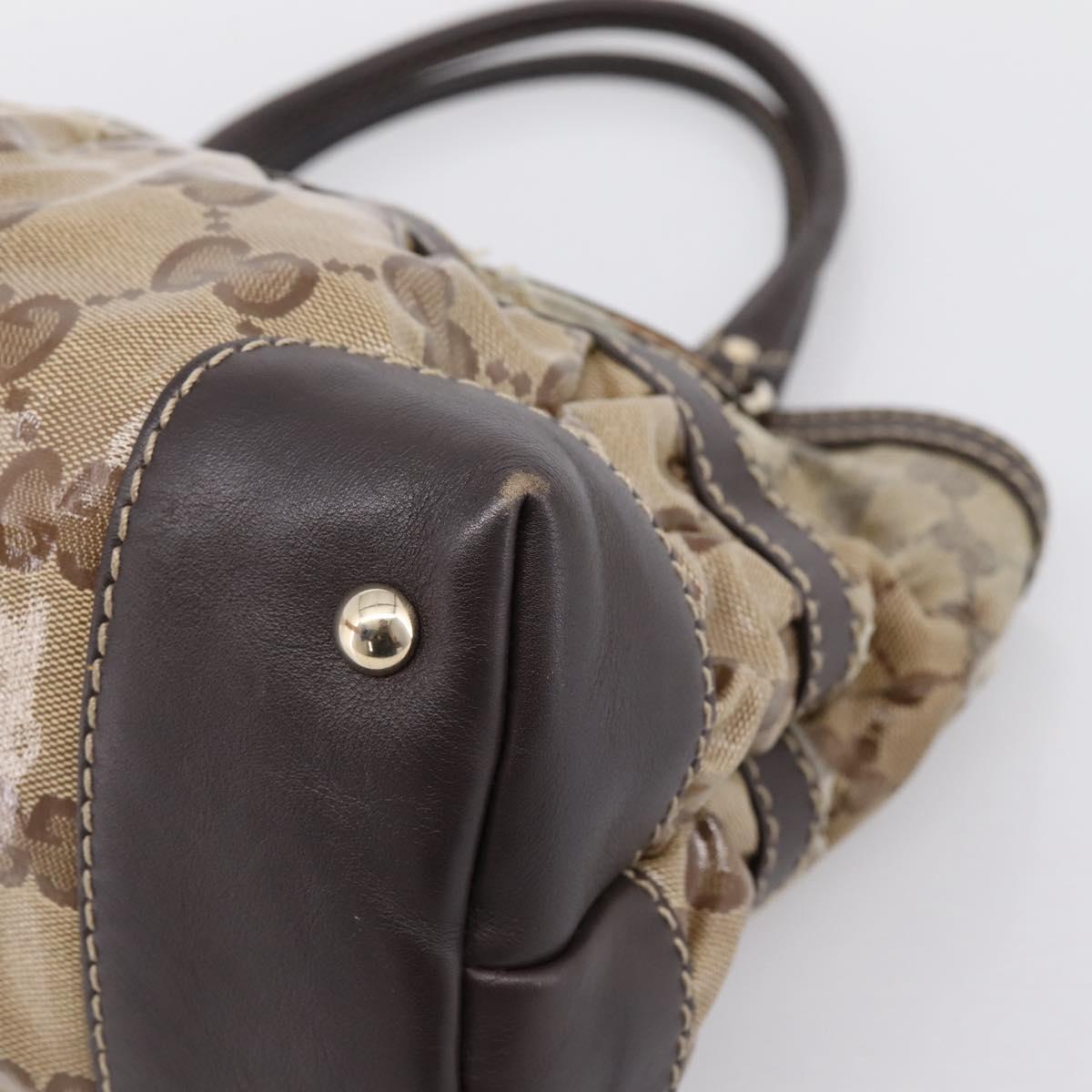 GUCCI GG Canvas GG crystal Hand Bag Coated Canvas Beige Gold 223964 Auth 197056