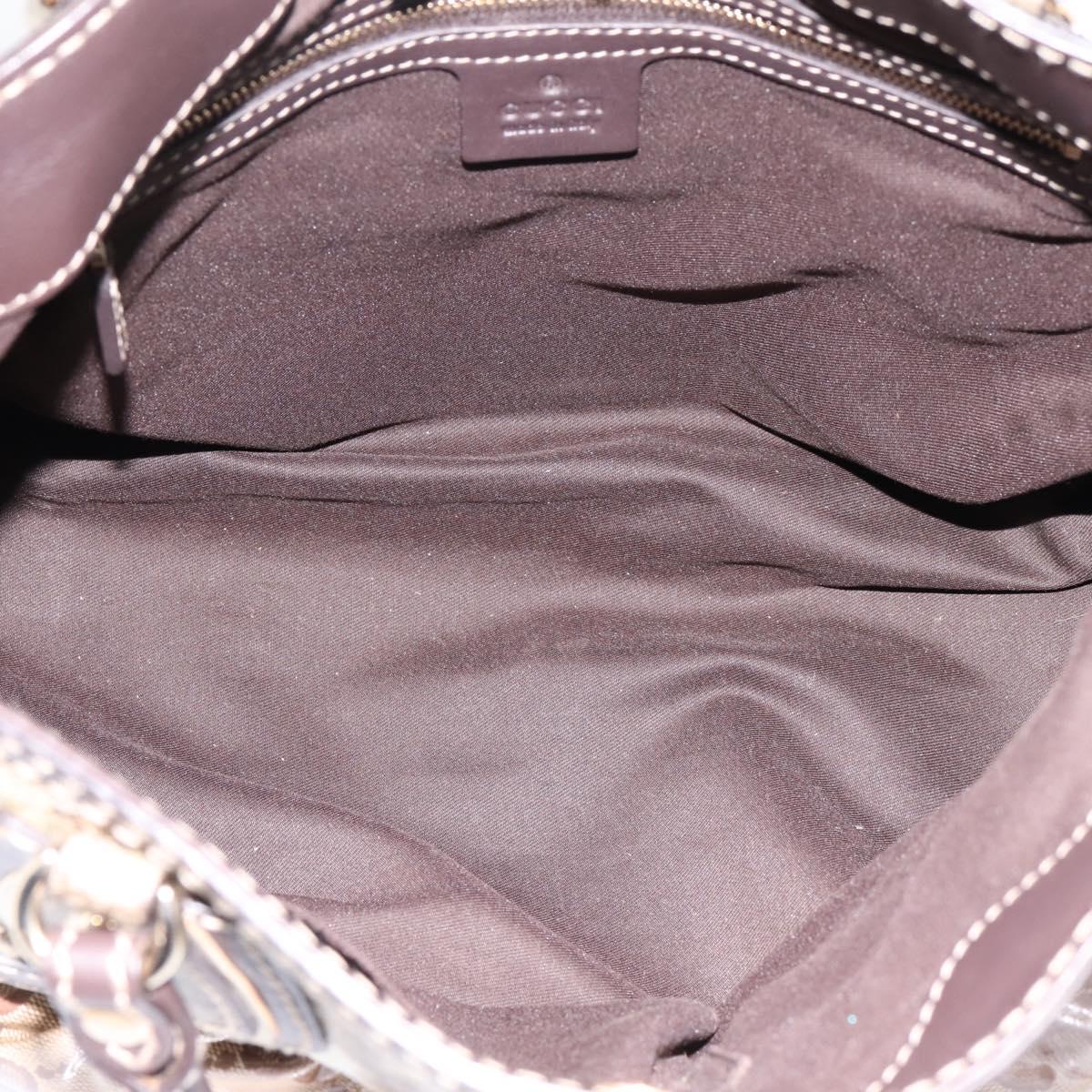 GUCCI GG Canvas GG crystal Hand Bag Coated Canvas Beige Gold 223964 Auth 197056