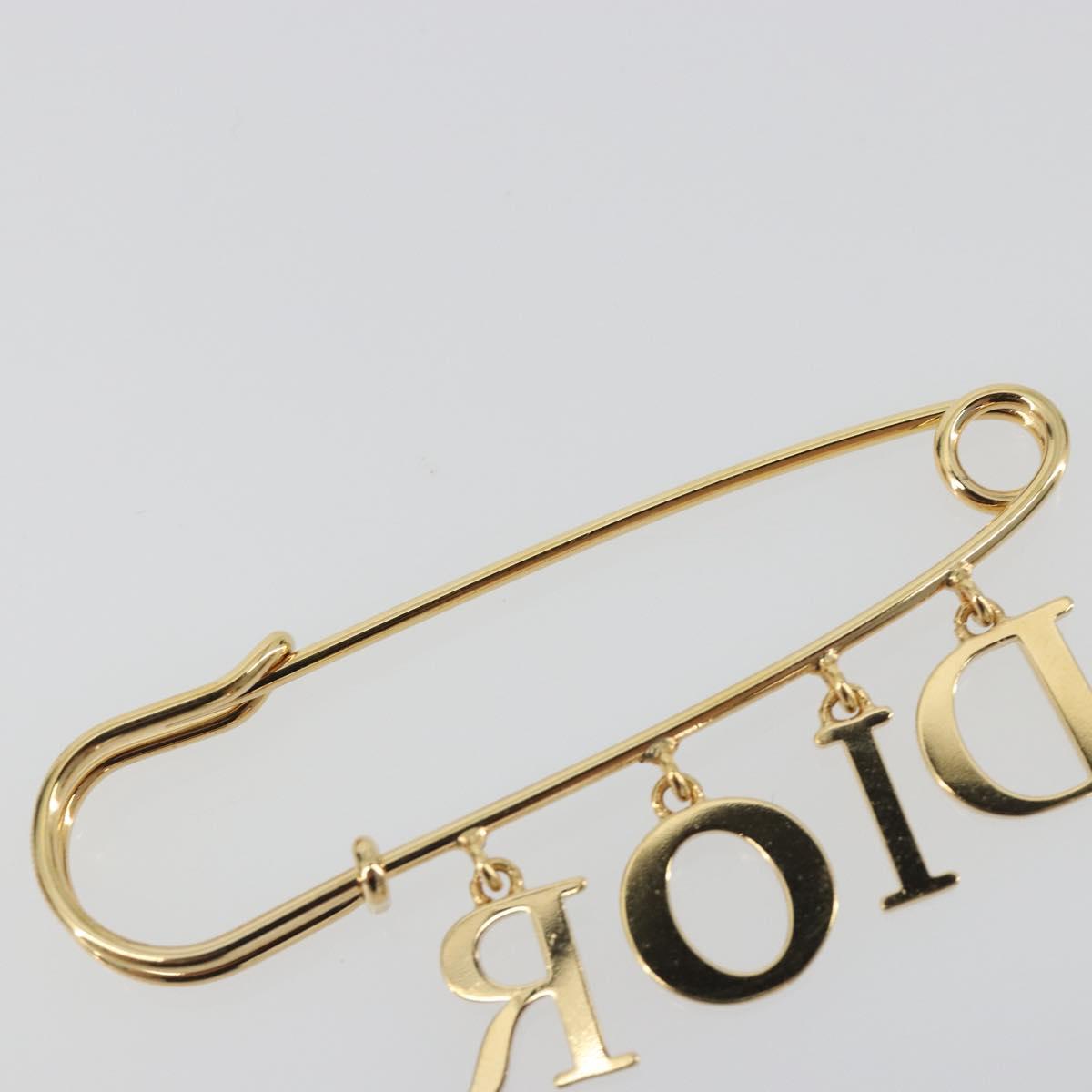 Christian Dior Rhinestone Brooch metal Gold Auth 197058V