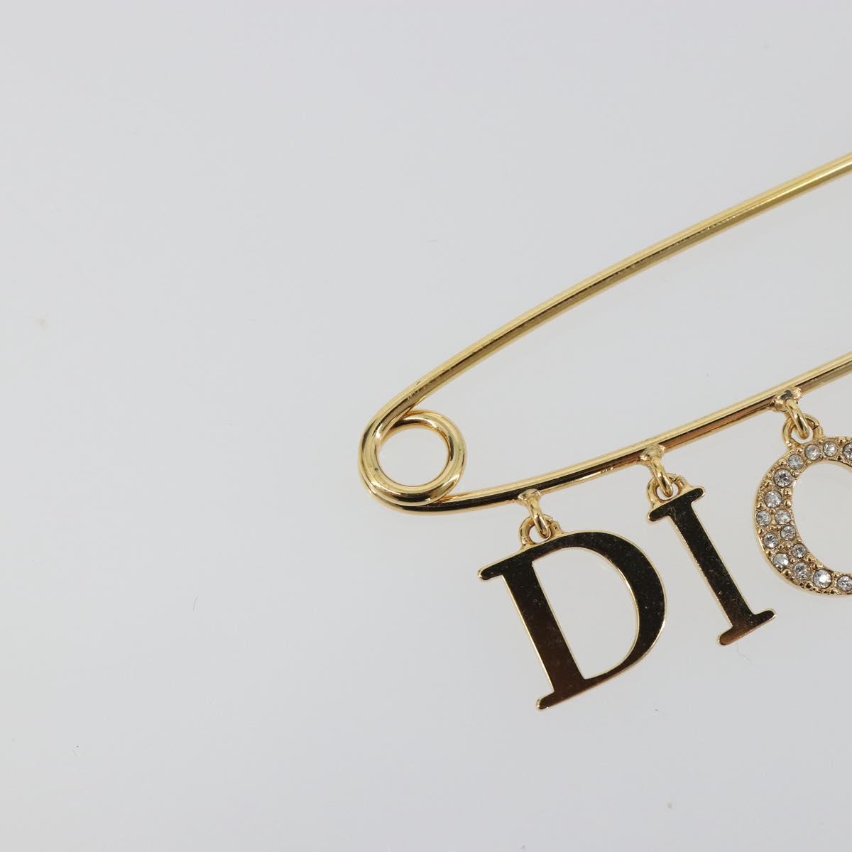 Christian Dior Rhinestone Brooch metal Gold Auth 197058V