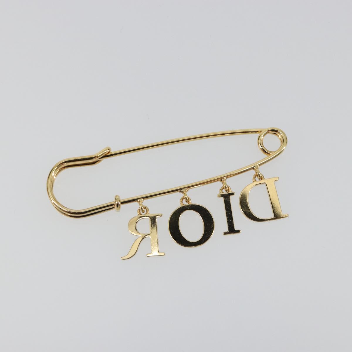 Christian Dior Rhinestone Brooch metal Gold Auth 197058V