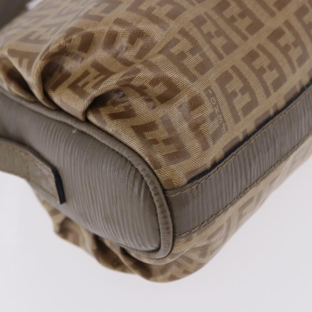 FENDI Zucchino Canvas Shoulder Bag PVC Beige Auth 197102