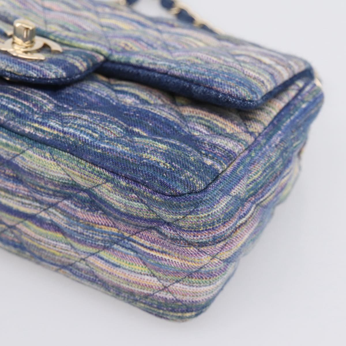 CHANEL Matelasse 20 Chain Shoulder Bag Denim Navy Gold CC Auth 197103SM