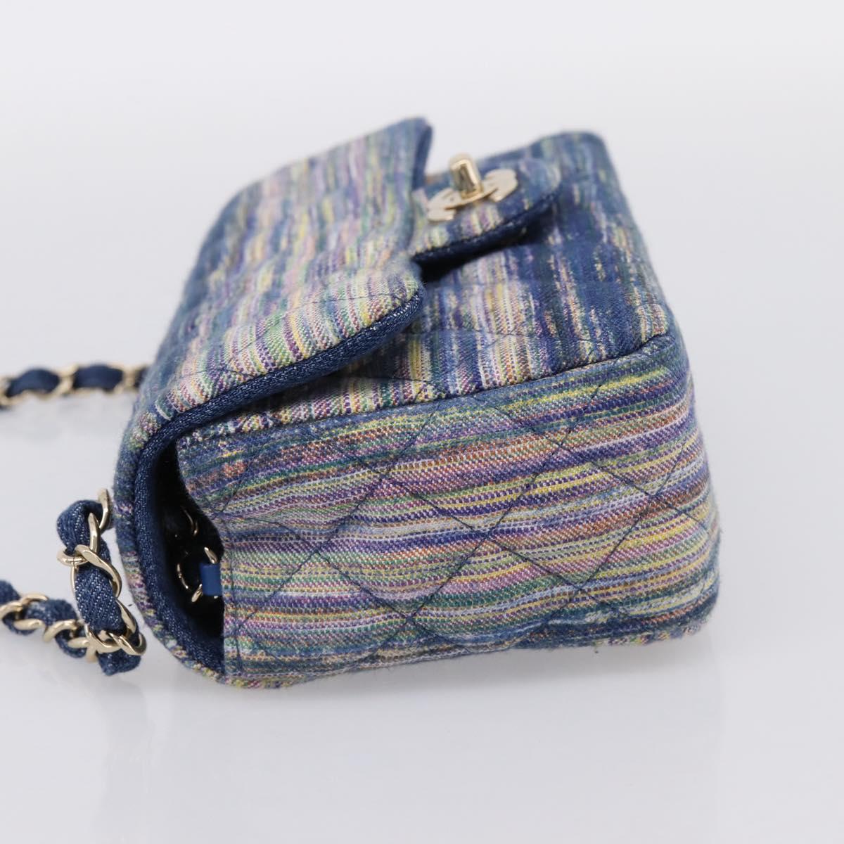 CHANEL Matelasse 20 Chain Shoulder Bag Denim Navy Gold CC Auth 197103SM
