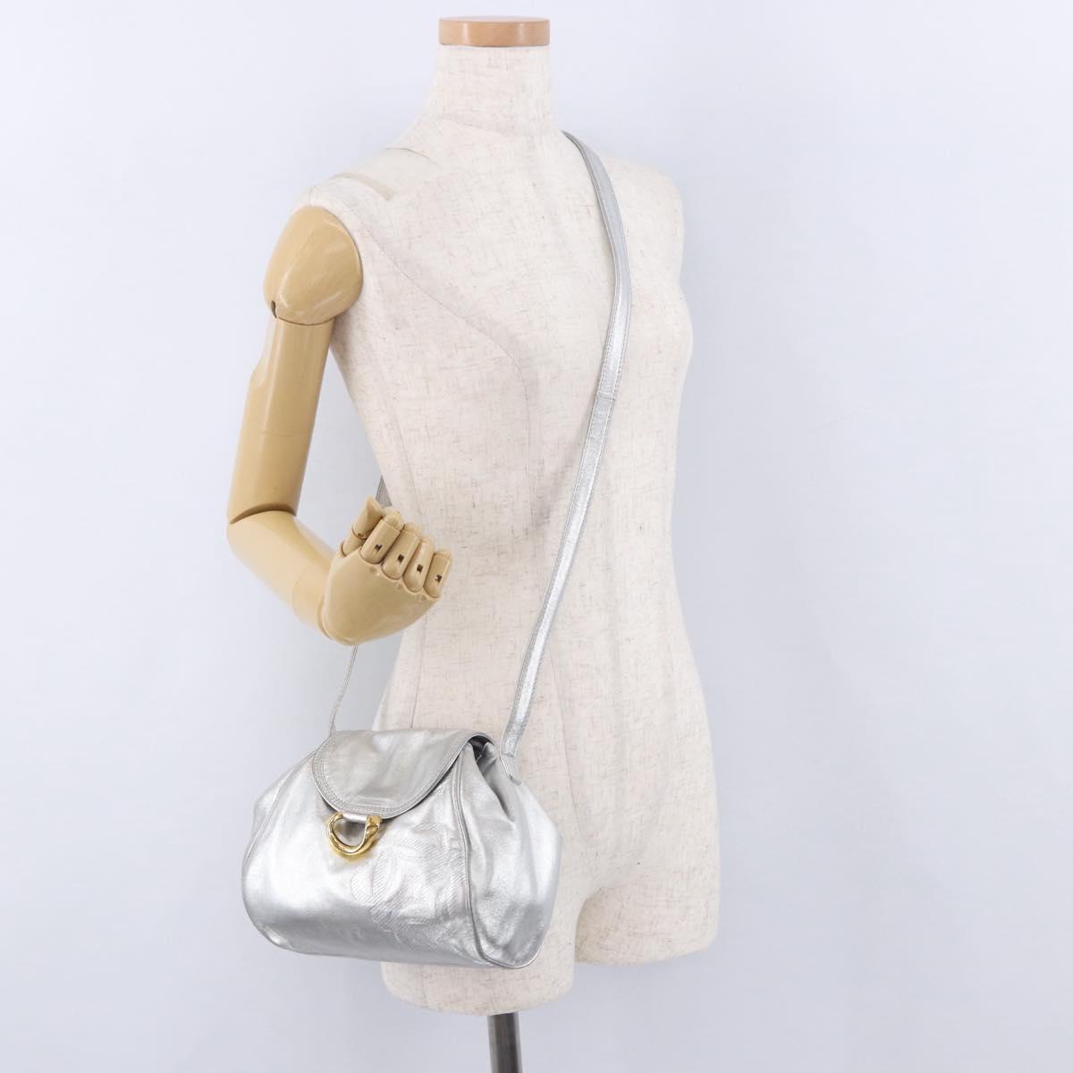 LOEWE Shoulder Bag Leather Gold Silver Auth 197104