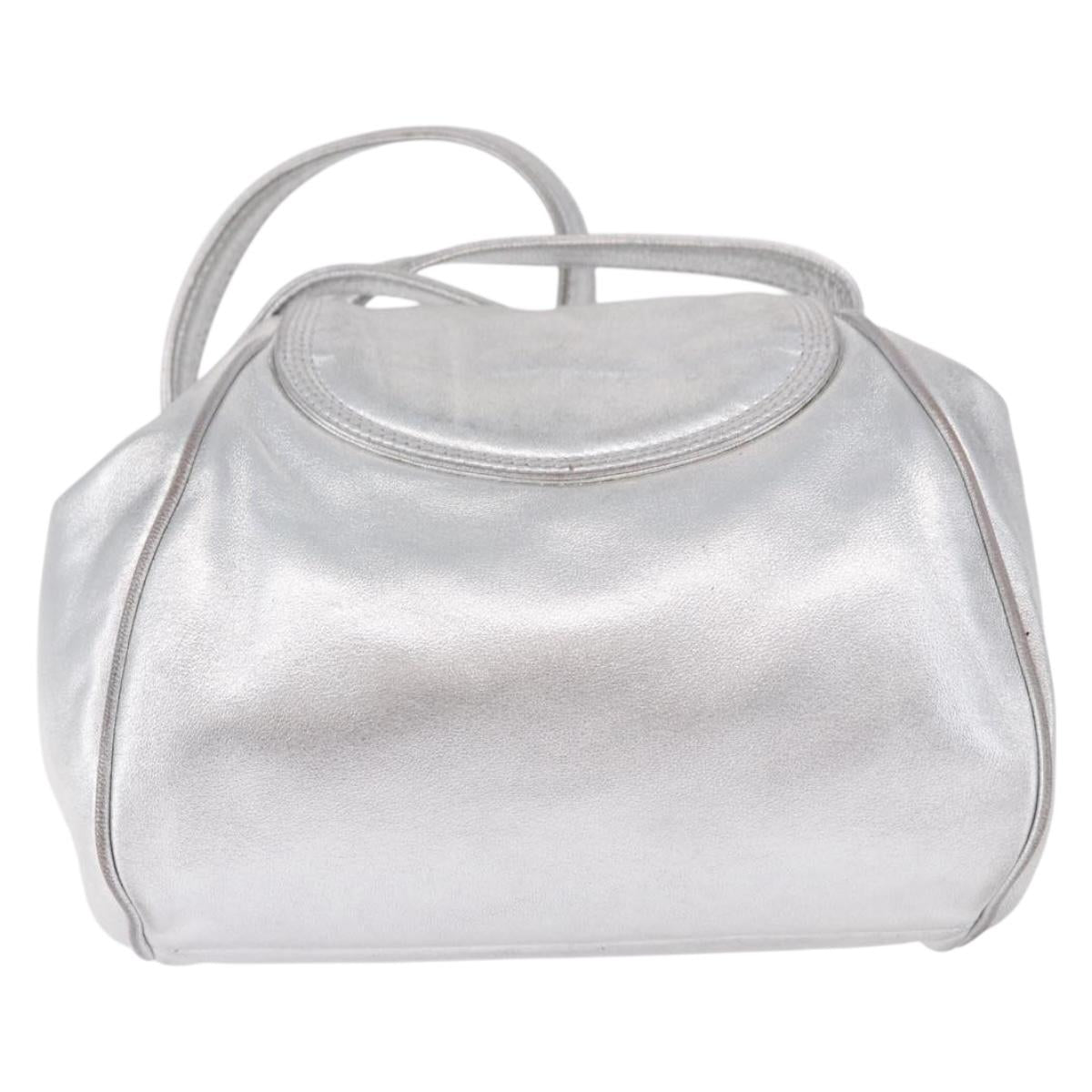 LOEWE Shoulder Bag Leather Gold Silver Auth 197104