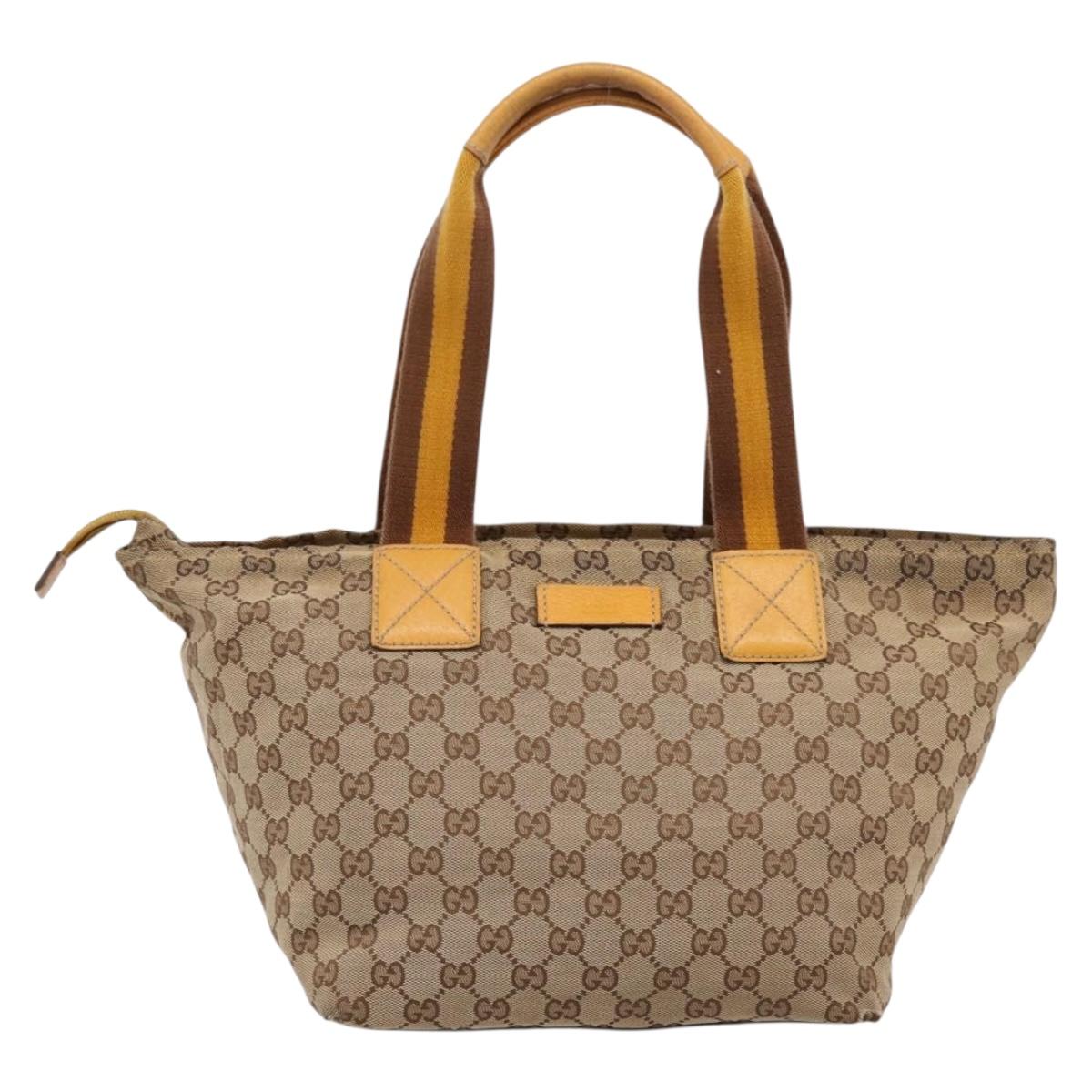 GUCCI GG Canvas Sherry Line Tote Bag Beige 131230 Auth 197106
