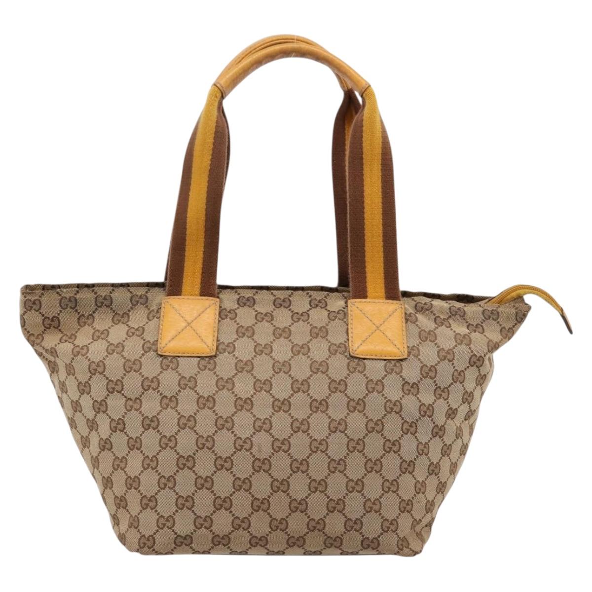 GUCCI GG Canvas Sherry Line Tote Bag Beige 131230 Auth 197106