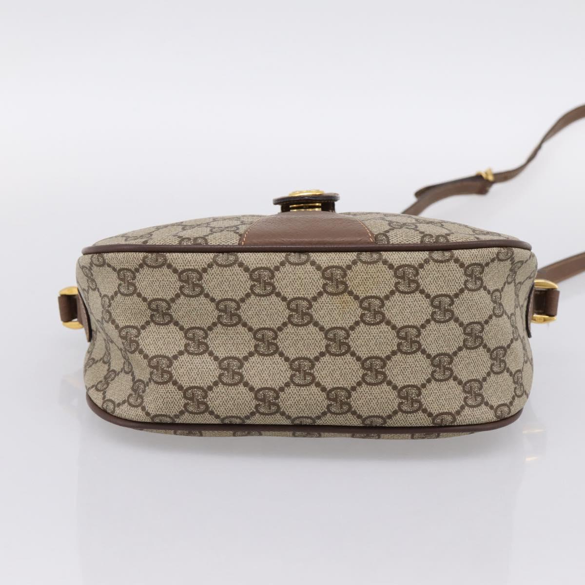GUCCI GG Supreme Web Sherry Line Bag PVC Beige Gold 001 754 6177 Auth 197108