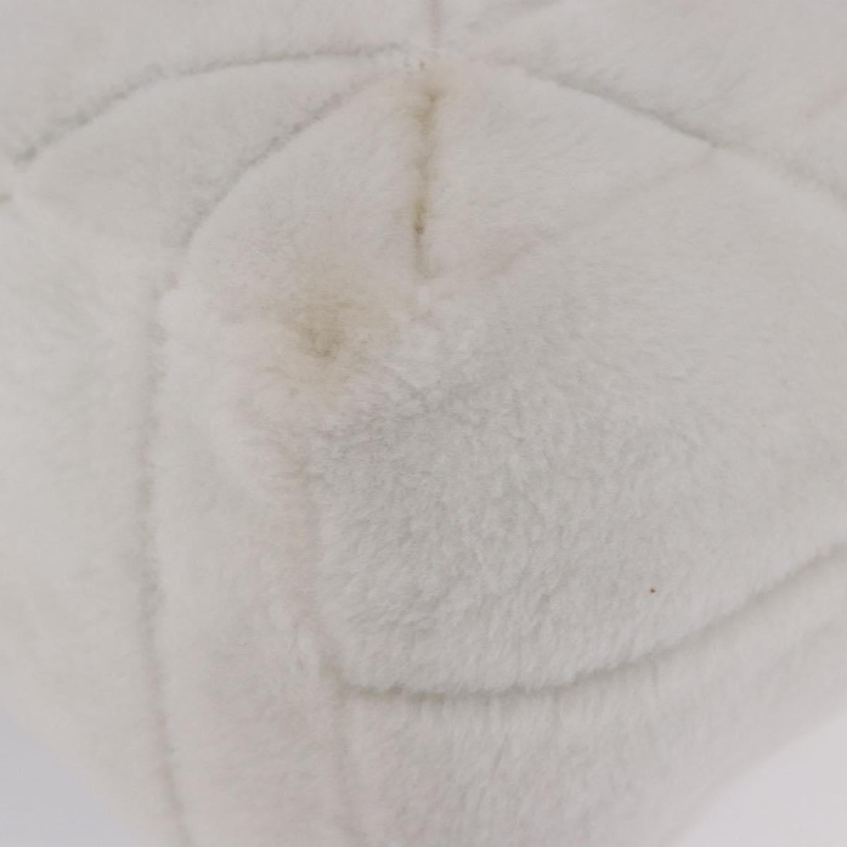 PRADA Tote Bag Fur White Silver Auth 197109SAM
