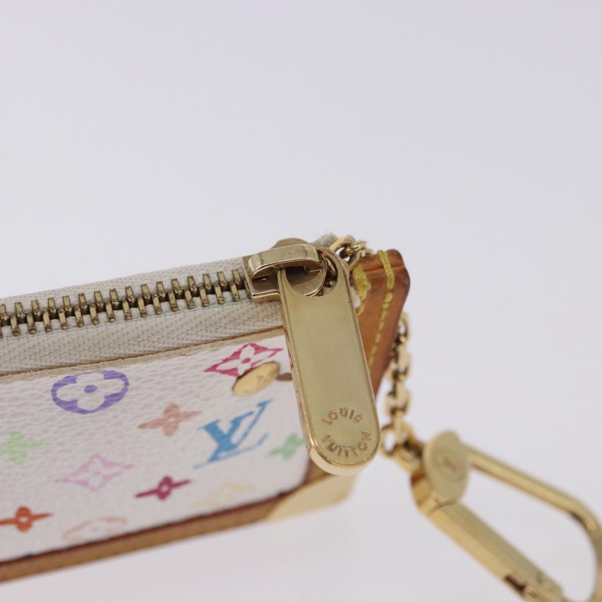 LOUIS VUITTON Multicolor Pochette Cles Coin Purse White M92655 LV Auth 197113A