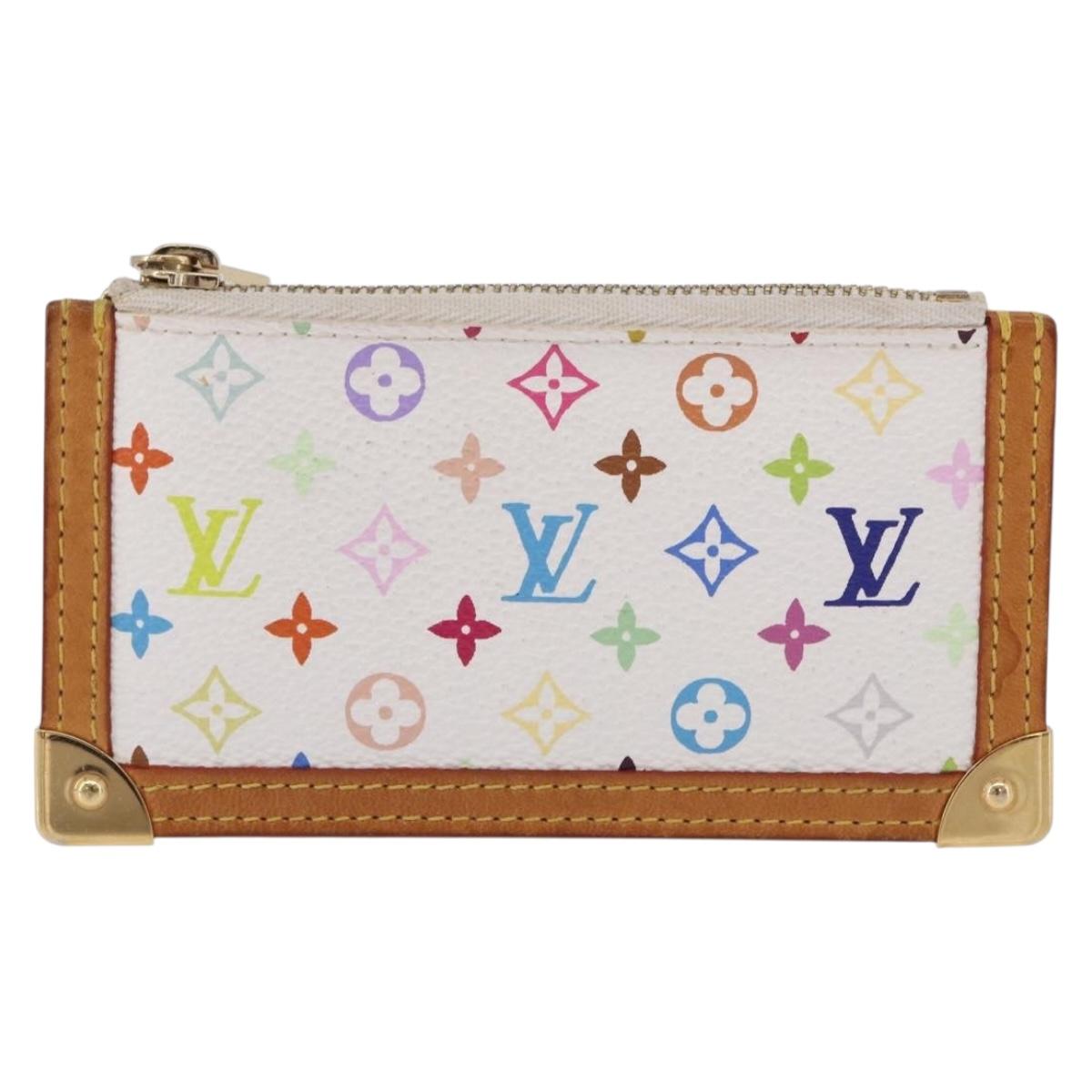 LOUIS VUITTON Multicolor Pochette Cles Coin Purse White M92655 LV Auth 197113A