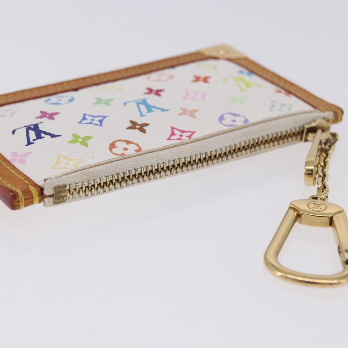 LOUIS VUITTON Multicolor Pochette Cles Coin Purse White M92655 LV Auth 197113A