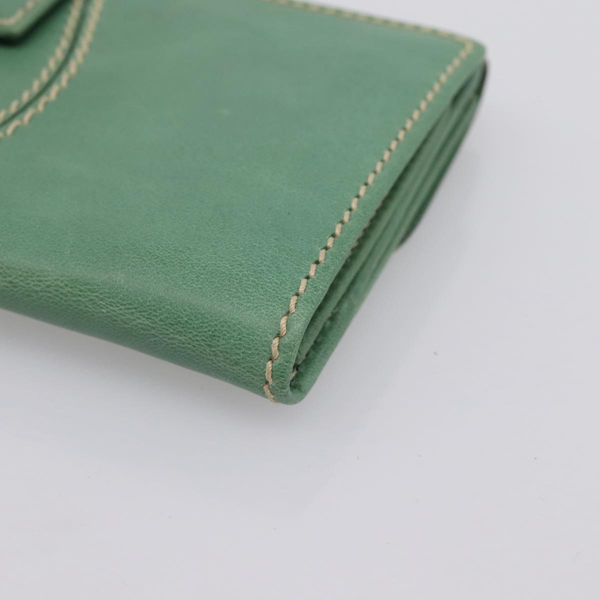 GUCCI Long Wallet Leather Green Gold Auth 197116A