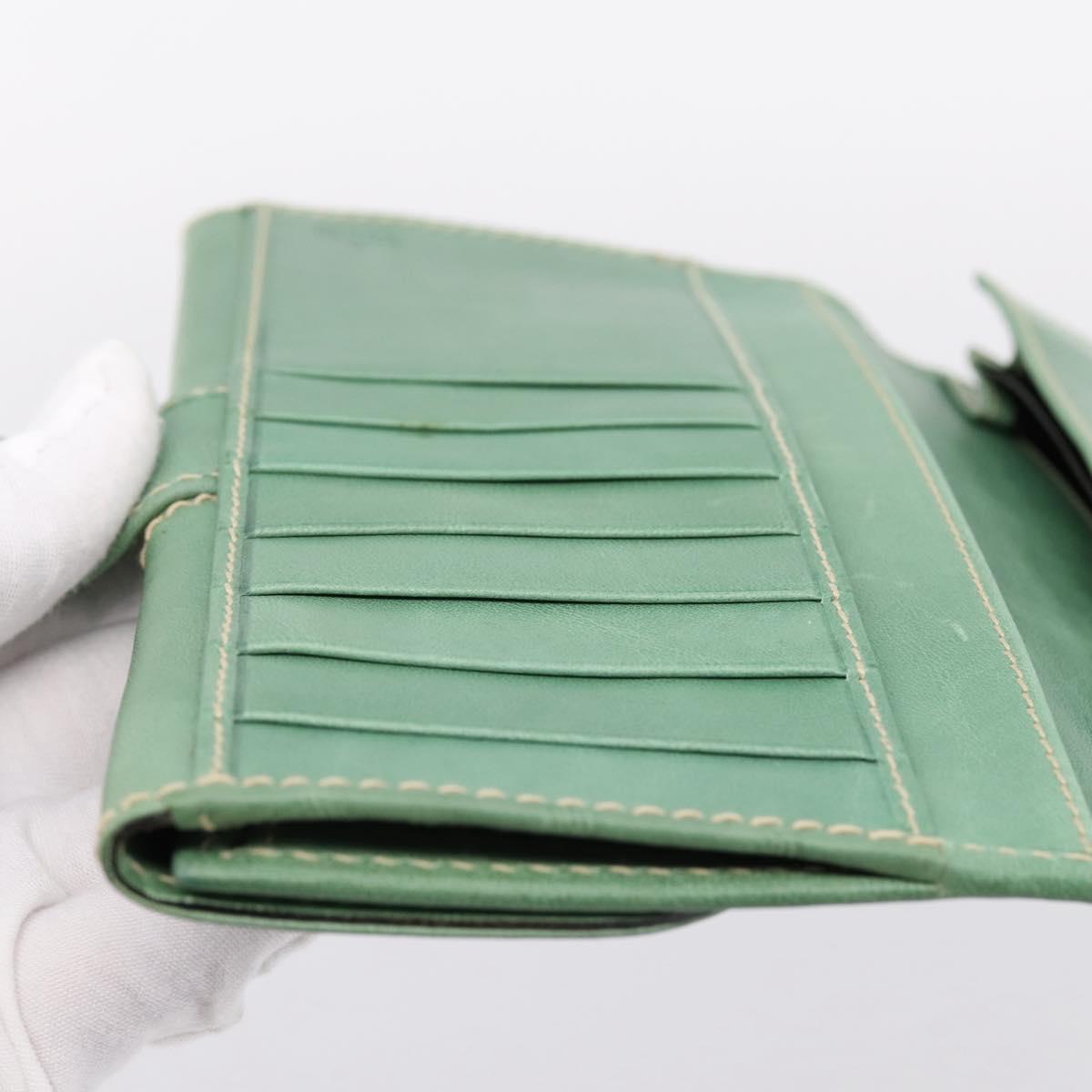 GUCCI Long Wallet Leather Green Gold Auth 197116A