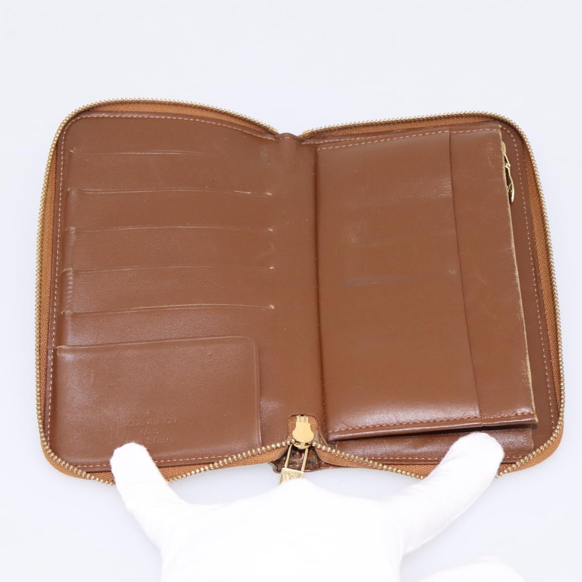 LOUIS VUITTON Monogram Vernis Eldrich Wallet Zip Around Bronze LV Auth 197118