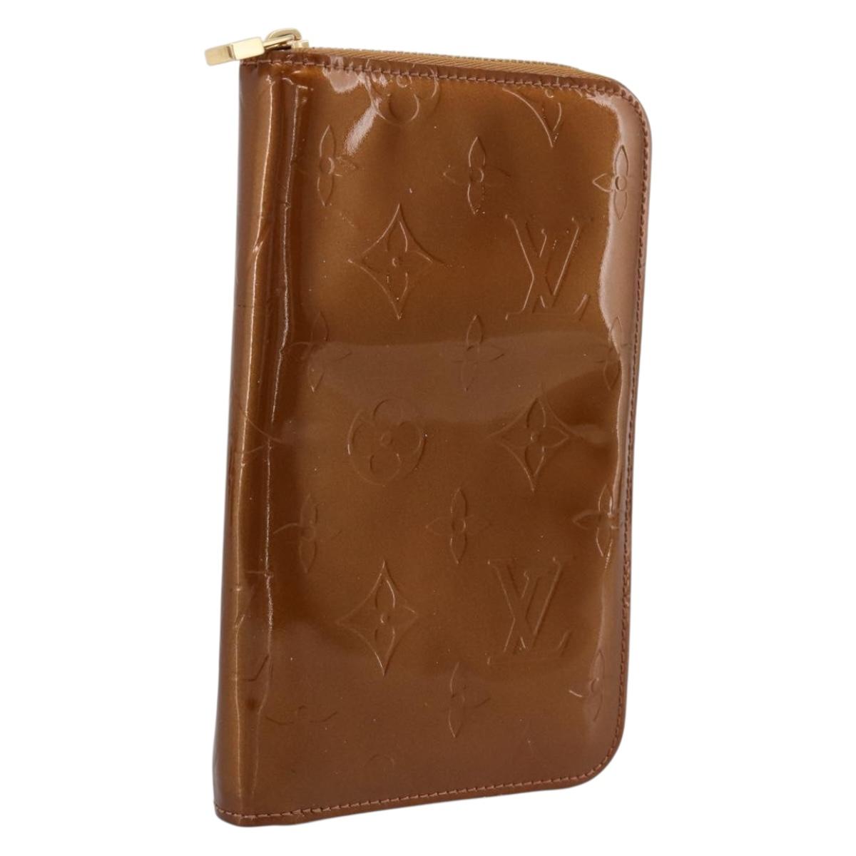 LOUIS VUITTON Monogram Vernis Eldrich Wallet Zip Around Bronze LV Auth 197118