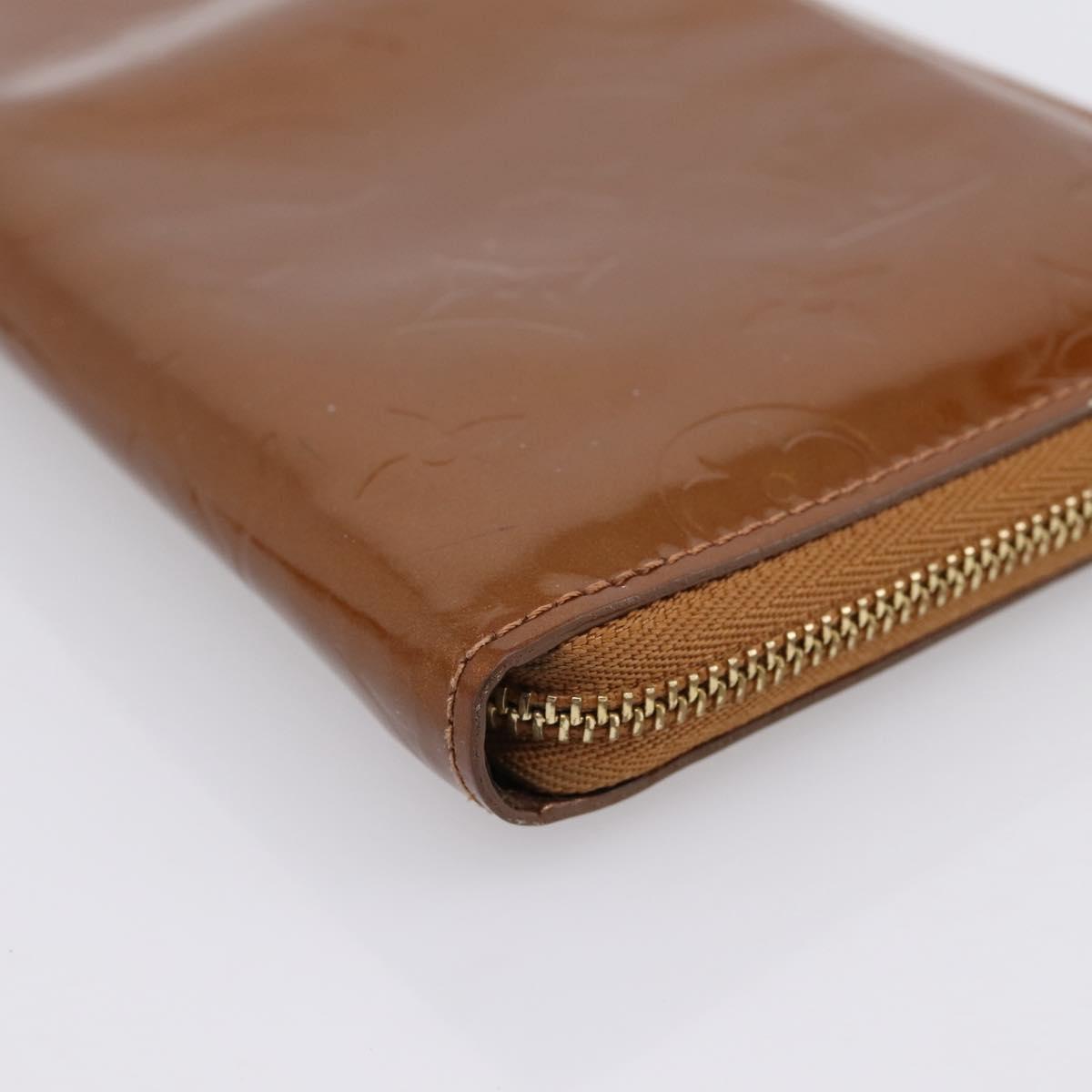 LOUIS VUITTON Monogram Vernis Eldrich Wallet Zip Around Bronze LV Auth 197118