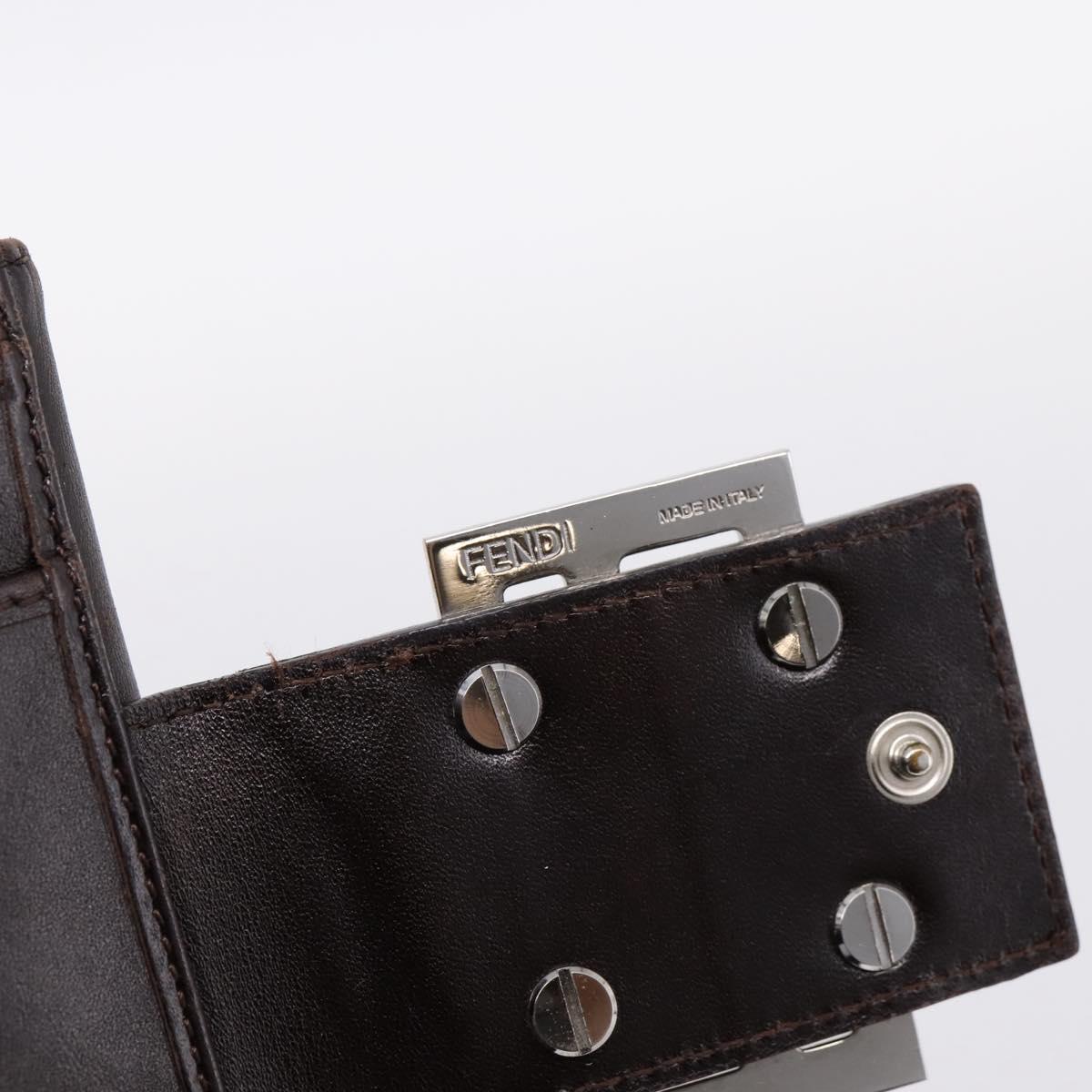 FENDI Zucca Canvas Bifold Wallet Black Brown Auth 197121
