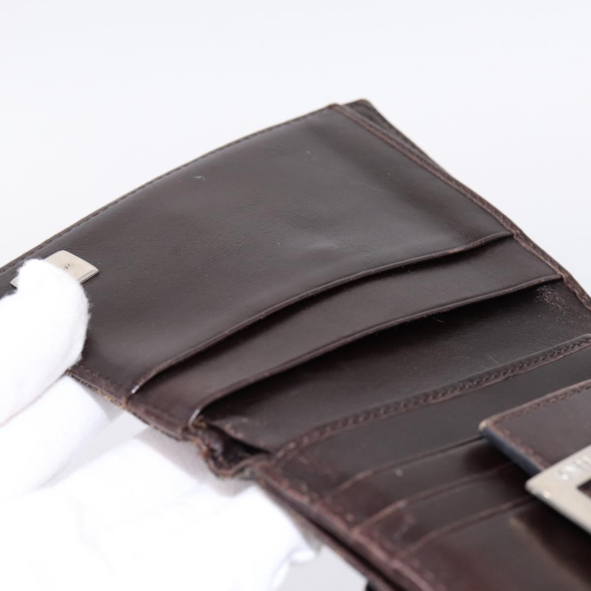 FENDI Zucca Canvas Bifold Wallet Black Brown Auth 197121