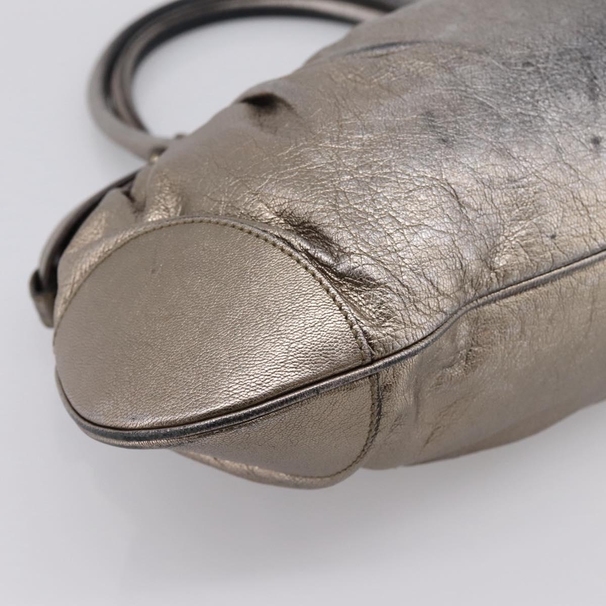 Salvatore Ferragamo Gancini Hand Bag Leather Gold Auth 197125