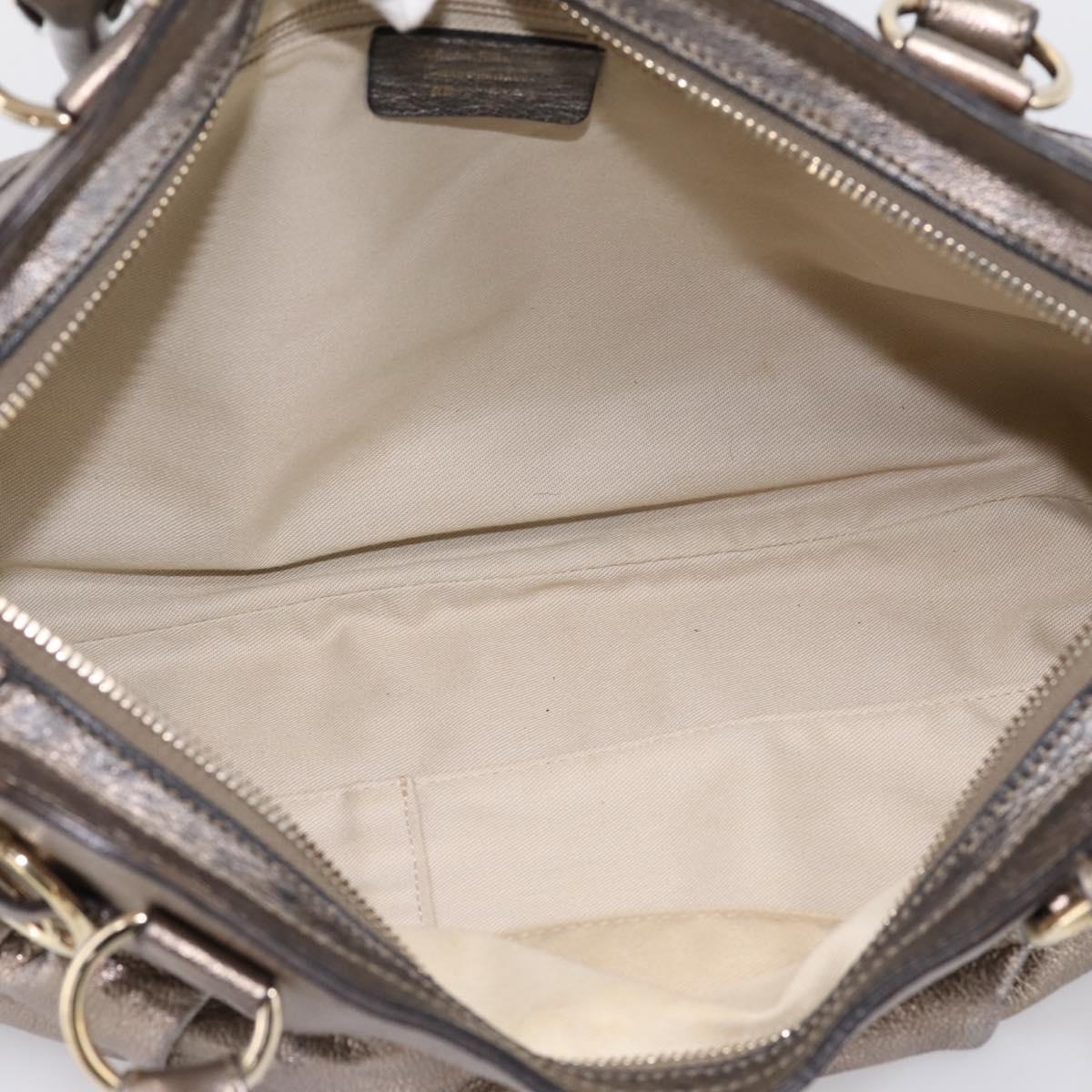 Salvatore Ferragamo Gancini Hand Bag Leather Gold Auth 197125