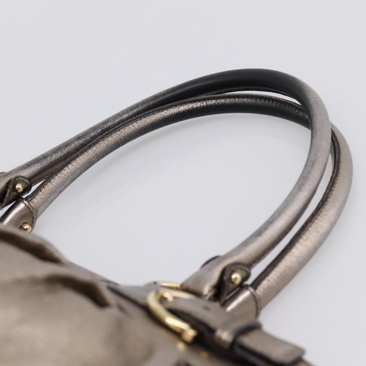 Salvatore Ferragamo Gancini Hand Bag Leather Gold Auth 197125