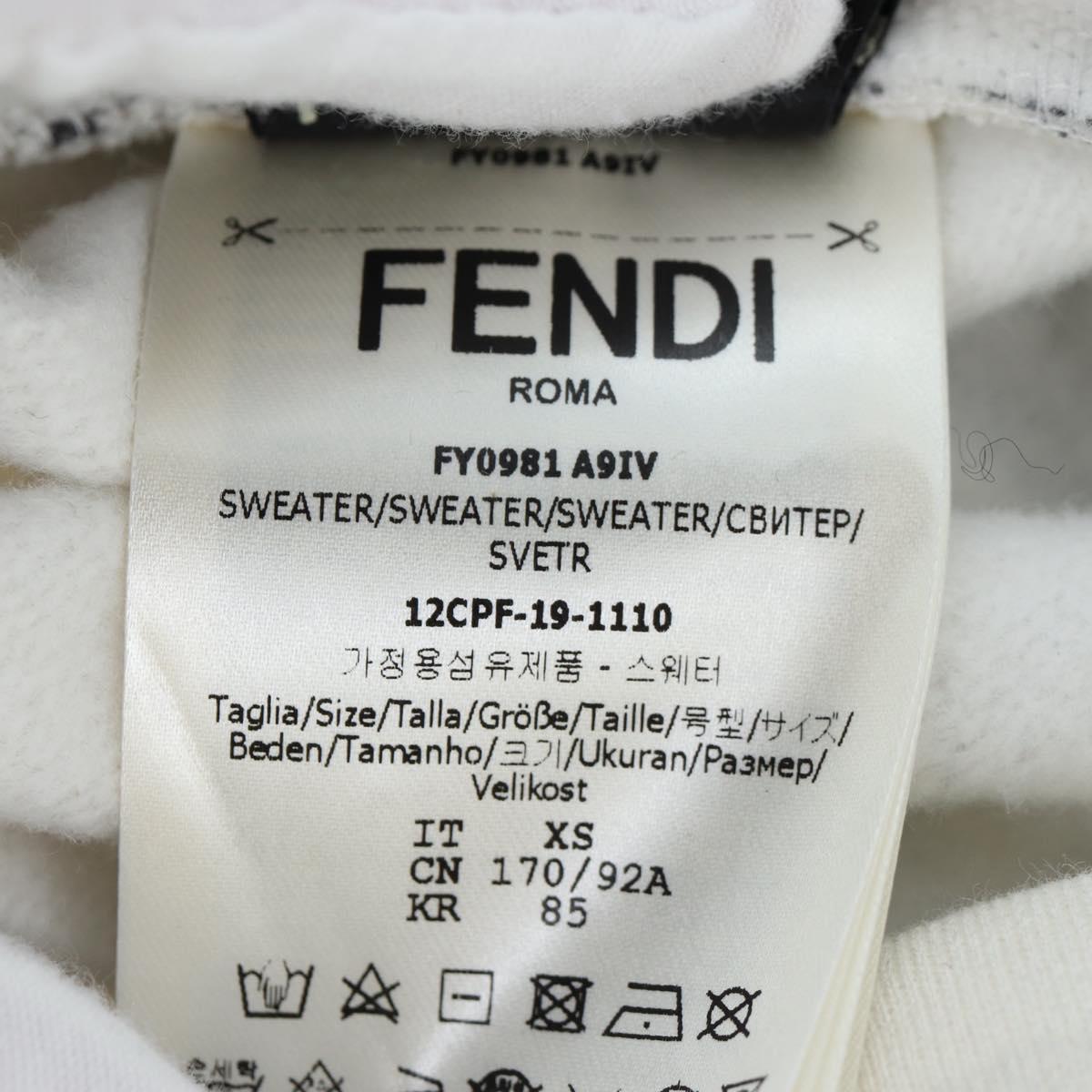FENDI Hoody cotton XS White Auth 197126M