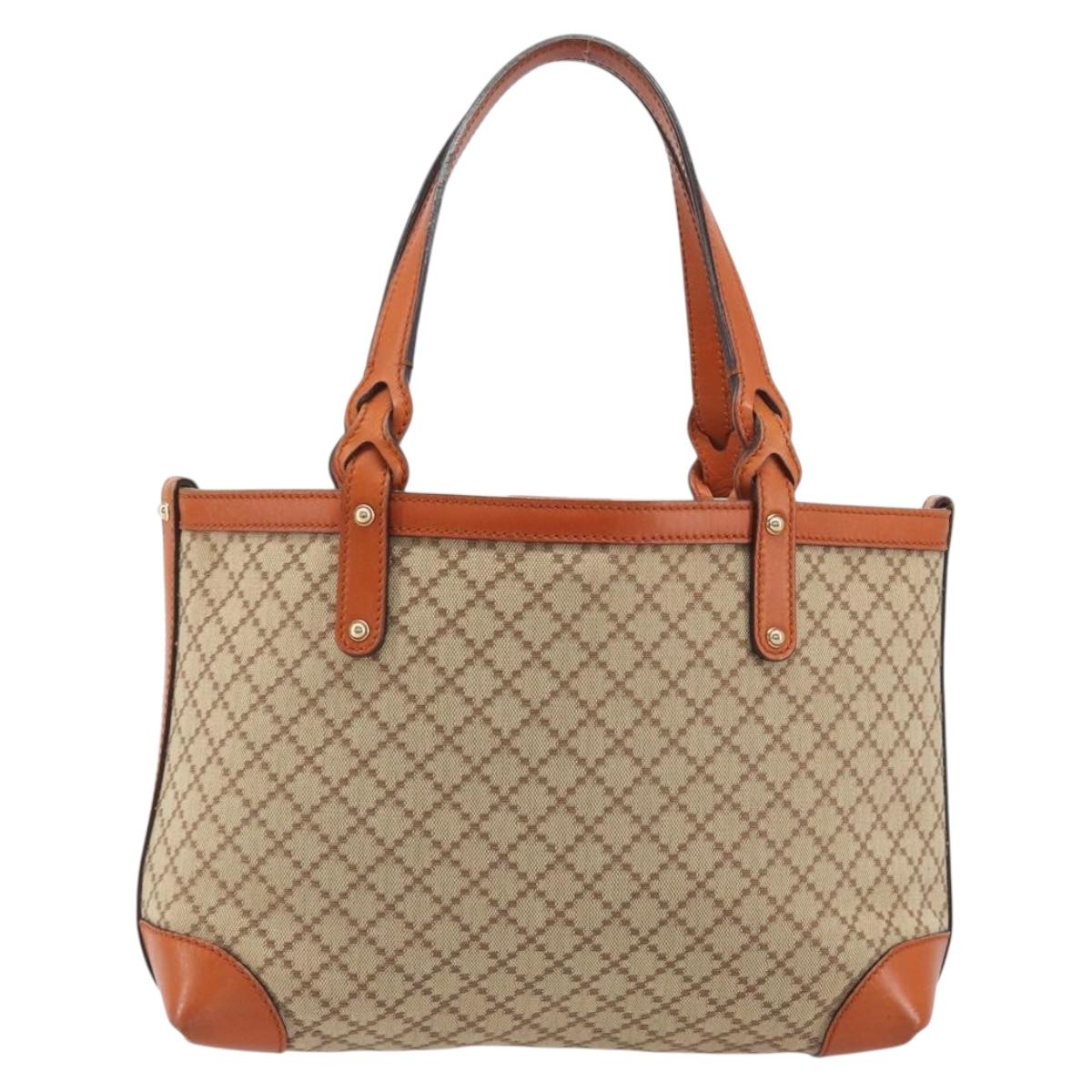GUCCI Diamante Tote Bag Canvas Beige Silver 269878 Auth 197138