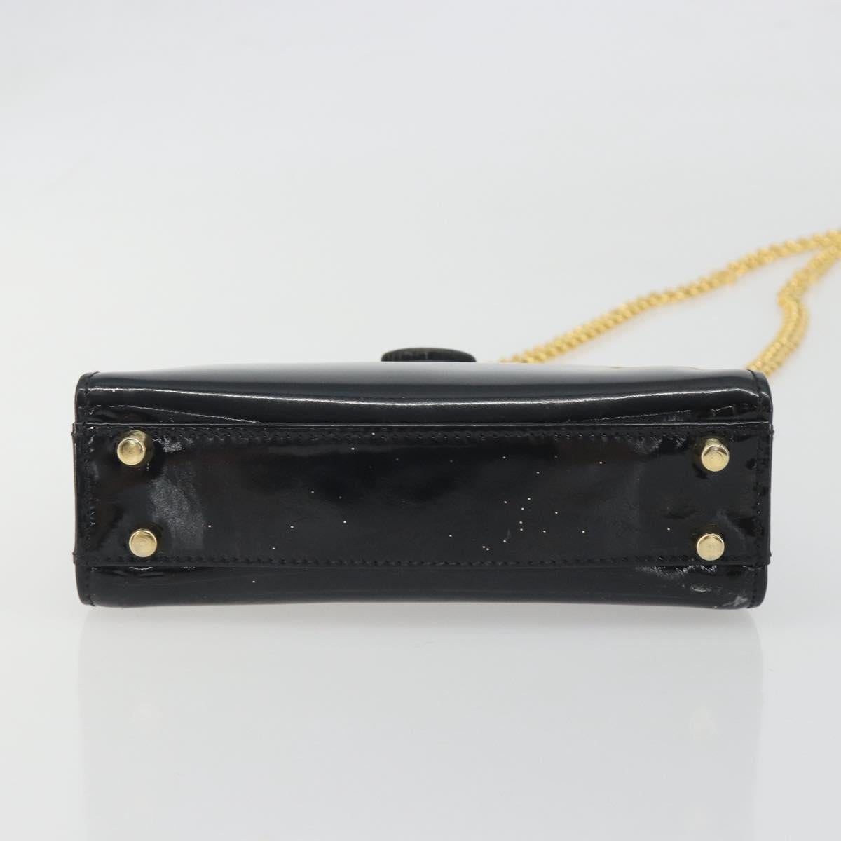 TIFFANY&Co. Chain Shoulder Bag Patent leather Black Gold Auth 197139
