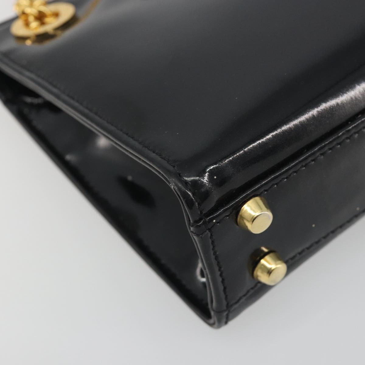 TIFFANY&Co. Chain Shoulder Bag Patent leather Black Gold Auth 197139