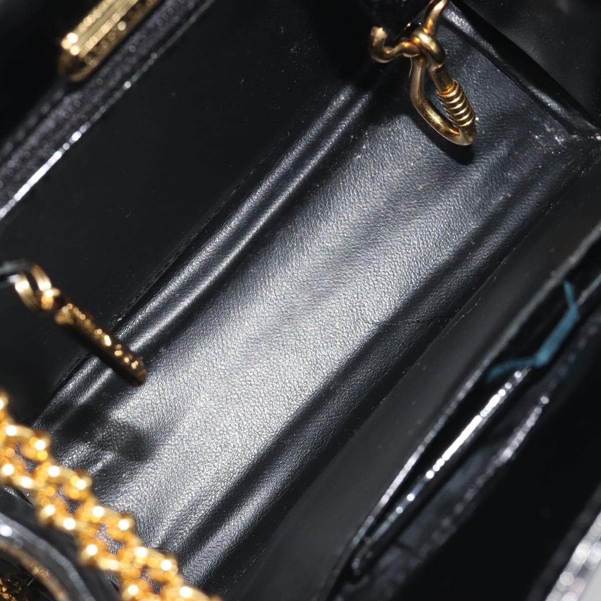 TIFFANY&Co. Chain Shoulder Bag Patent leather Black Gold Auth 197139