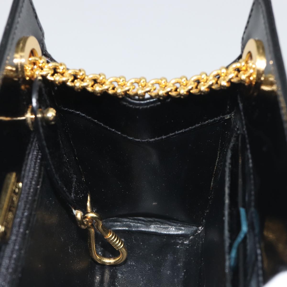 TIFFANY&Co. Chain Shoulder Bag Patent leather Black Gold Auth 197139