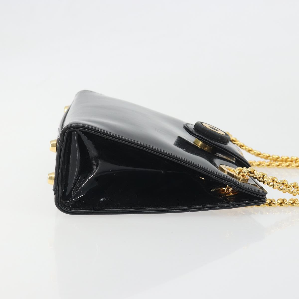 TIFFANY&Co. Chain Shoulder Bag Patent leather Black Gold Auth 197139
