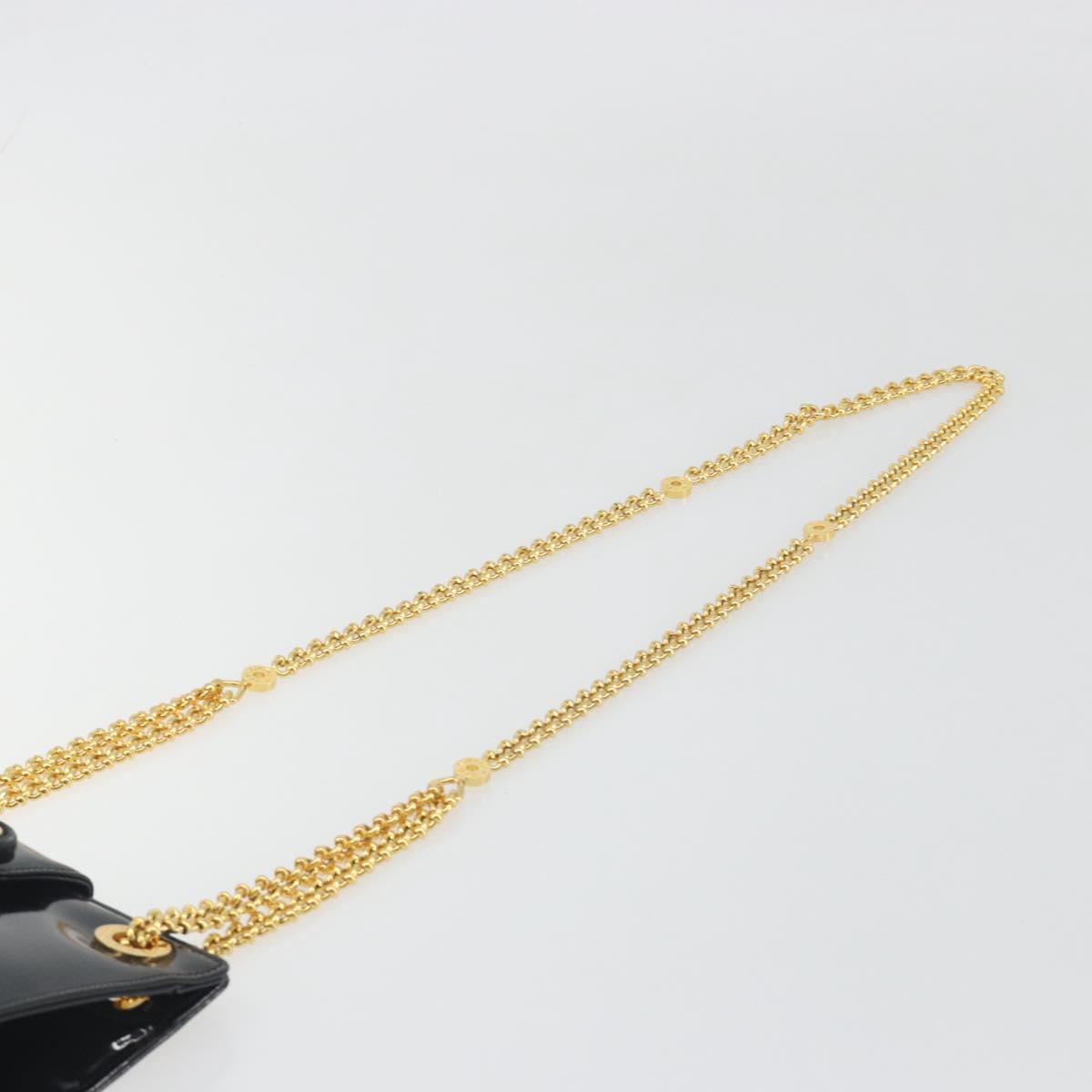 TIFFANY&Co. Chain Shoulder Bag Patent leather Black Gold Auth 197139
