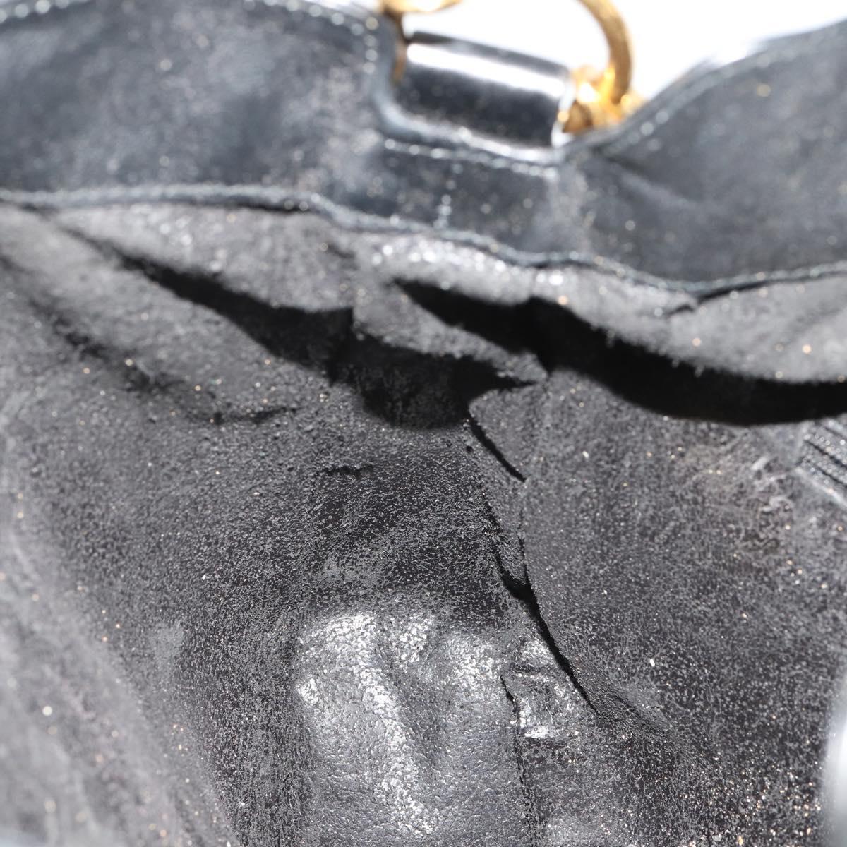 GUCCI Bamboo Hand Bag Leather 2way Black Gold 001 1638 2615 Auth 197140