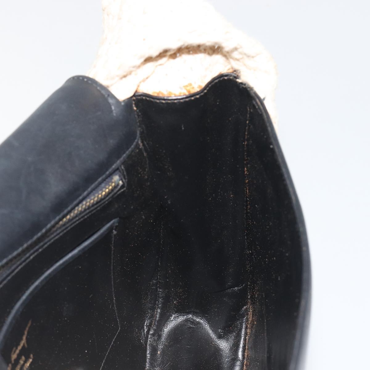 Salvatore Ferragamo Shoulder Bag Leather Black Gold Auth 197141
