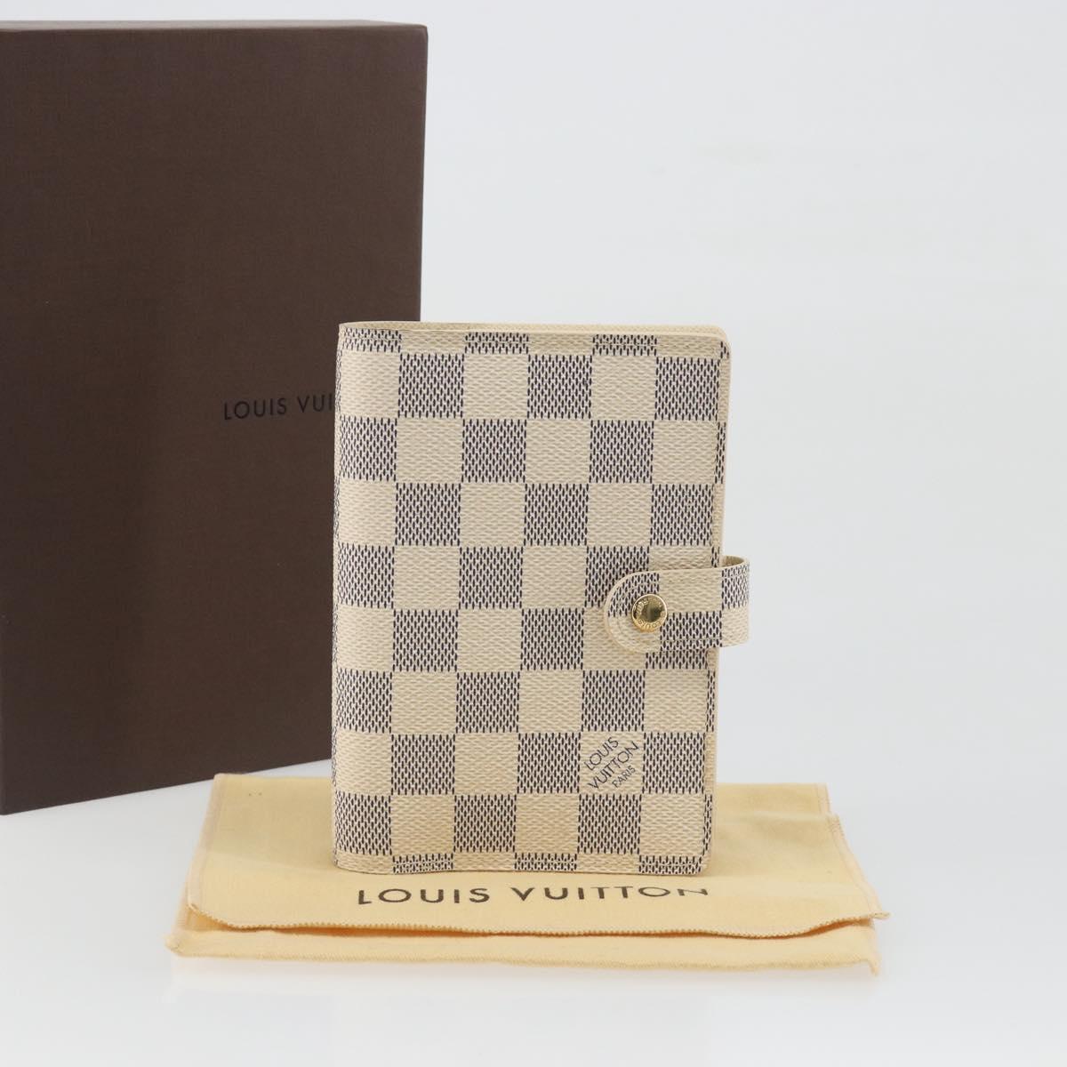 LOUIS VUITTON Damier Azur Agenda PM Day Planner Cover R20706 LV Auth 197147V