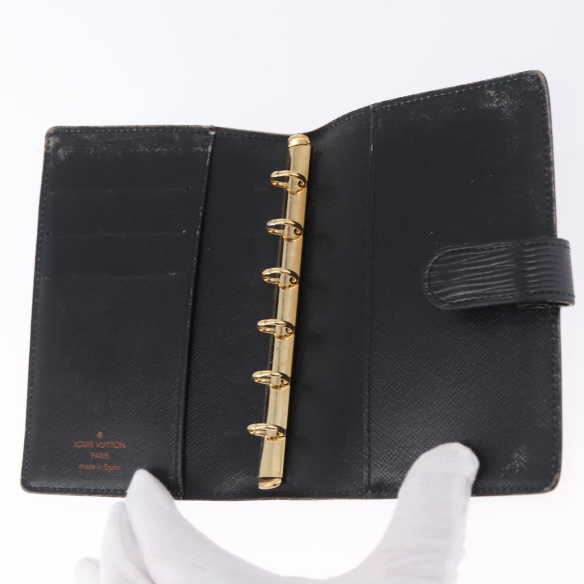 LOUIS VUITTON Epi Agenda PM Day Planner Cover Black R20092 LV Auth 197148