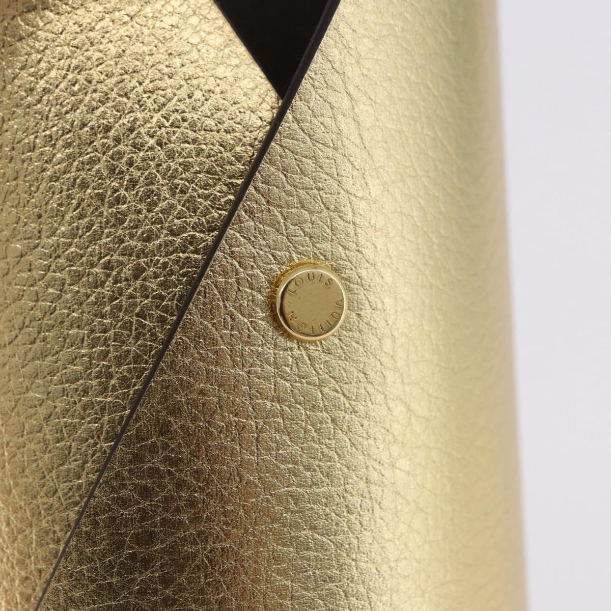 LOUIS VUITTON Monogram Pocrayon Gaston Pen Case Gold LV Auth 197153A