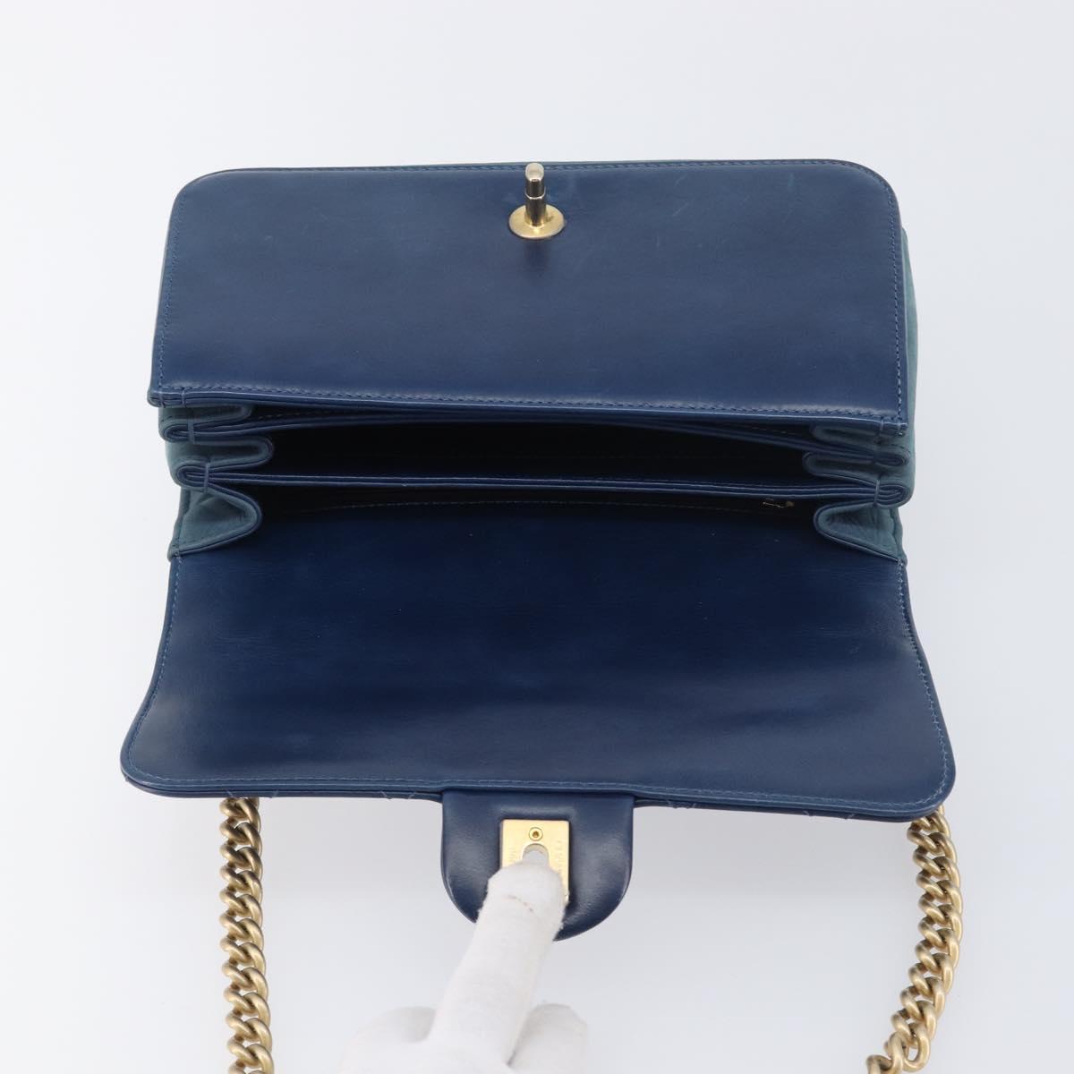 CHANEL Matelasse Chain Shoulder Bag Leather 2way Navy Gold CC Auth 197156V