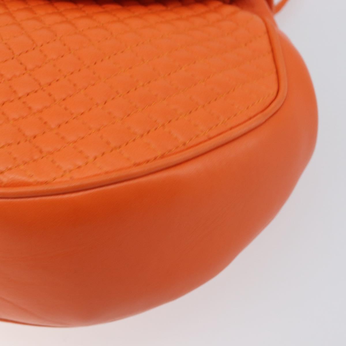 BALLY Hand Bag Leather 2way Orange Gold Auth 197157A